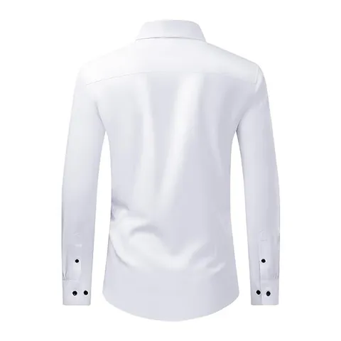 Men's Business Formal Shirt Long Sleeve Wrinkle Resistant Flex Fabric Button Down Dress Shirt For Office Casual Wear