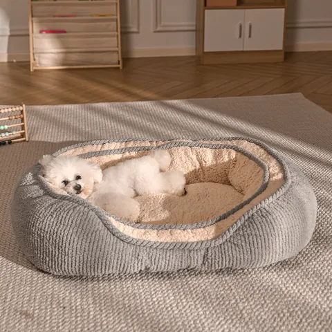 Warm Huisdierbed Pluche Fluweel Sherpa Fleece Hondenkussen Rond Zacht Kattenbed Wasbaar Comfortabele Huisdier Sofa Voor Honden