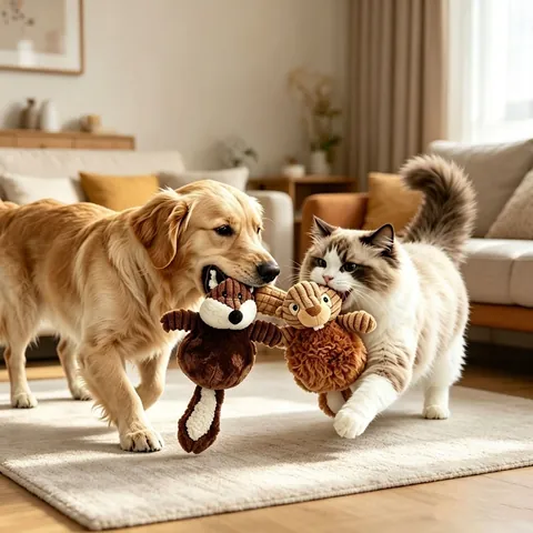 Dog Squeaky Toy Plush Animal Squirrel Fox Shaped Bite Resistant Interactive Chew Toy For Dogs Puppy Training Pet Supplies