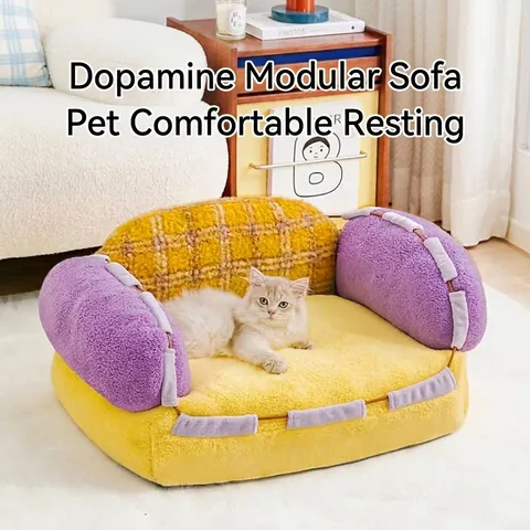 Warm Pluche Kattenbank Bed Winter Retro Geruit Huisdier Slaapkussen Zacht Ademend Wasbaar Binnennest Voor Hond Kat Huis