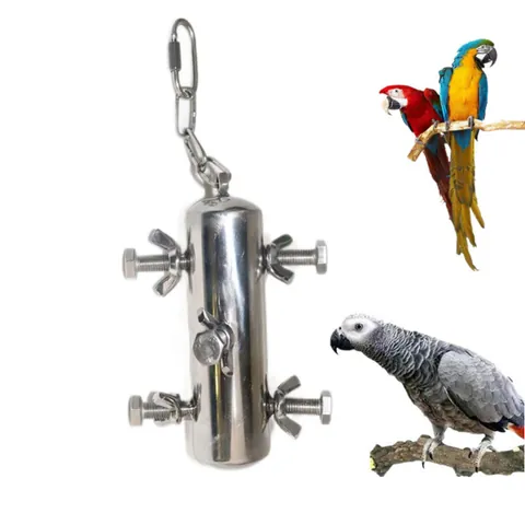 Roestvrijstalen Vogelspeelgoed voor Grote Papegaaien Puzzel Bijten Speelgoed Bel Schroef Moer Hangend Speelgoed voor Ara Grijze Roodstaart