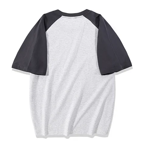 Men Women Heavy Cotton Raglan T-Shirt Contrast Color Patchwork Crew Neck Short Sleeve Top Streetwear Casual Breathable