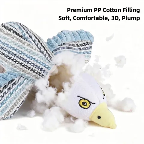 Bird Shape Plush Dog Toy With Cotton Rope Durable Bite Resistant Squeaky Pet Toy Crinkle Paper Embroidered Interactive Training Toy For Small Medium Dogs