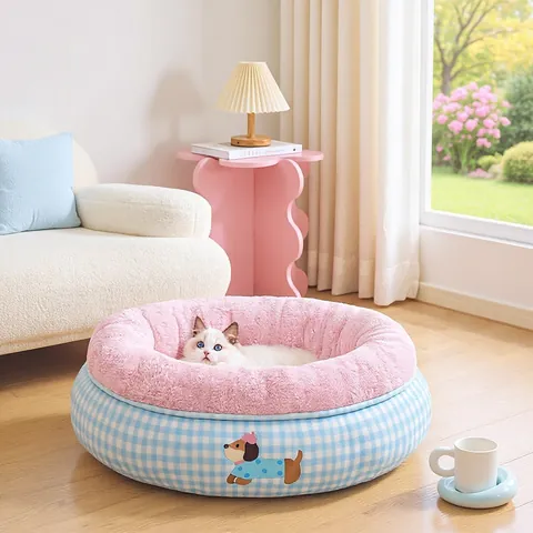 Round Soft Plush Pet Bed For Cats And Small Dogs Washable Warm Winter Cat Nest Cave Sofa Indoor Comfortable Kitten Puppy Sleeping Mat