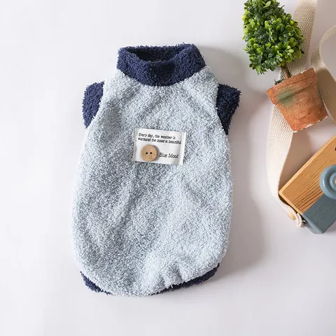 Winter Warm Pet Clothes Dog Vest Cat Sherpa Fleece Jacket Sleeveless Puppy Outfit Color Block Pet Apparel For Small Dogs Cats