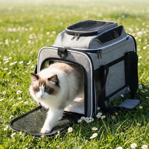 Borsa per il Trasporto di Animali in Tessuto Oxford Traspirante Borsa da Viaggio Pieghevole Portatile per Cani e Gatti Con Tracolla Attacco per Valigia