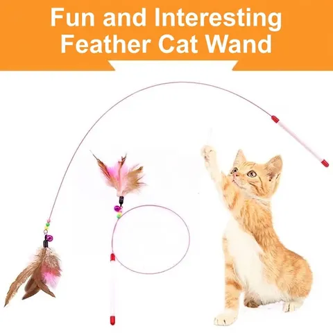 Interaktive Katzenangel Spielzeug Hochelastischer Stahldraht Feder Glocke Perlen Langer Griff Innen Training Kätzchen Spielzeug Haustierbedarf