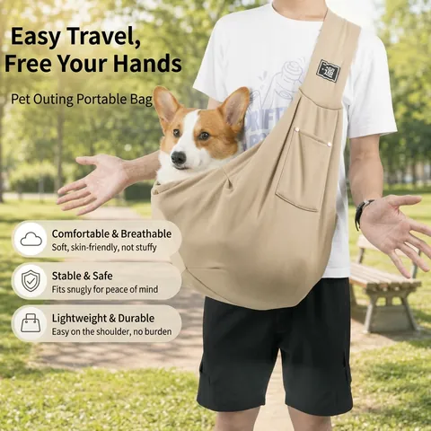 Portable Foldable Pet Sling Carrier Breathable Mesh Cat Dog Bag Outdoor Travel Lightweight Polyester Shoulder Pouch