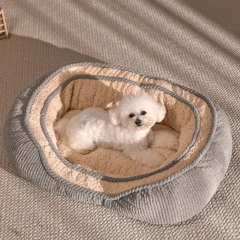 Warm Huisdierbed Pluche Fluweel Sherpa Fleece Hondenkussen Rond Zacht Kattenbed Wasbaar Comfortabele Huisdier Sofa Voor Honden
