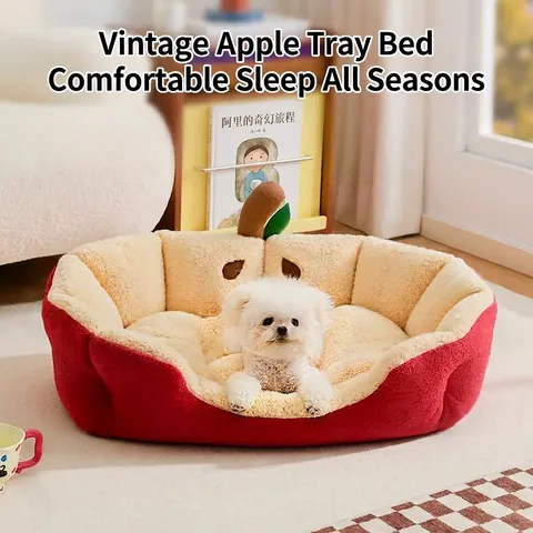 Creative Apple Shaped Pet Bed Soft Plush Warm Dog Sofa Washable Cat Nest Mat For Small Medium Dogs Puppy Sleeping Bed