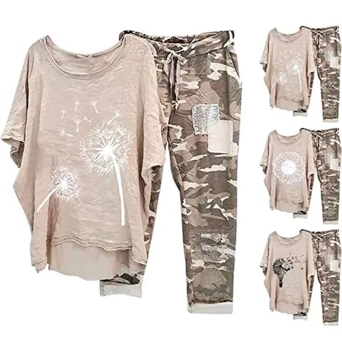 Γυναικεία Μόδα Τυπωμένο Πολυεστέρα Top And Bottom Casual Παντελόνι Παραλλαγής T-Shirt Streetwear Lounge Wear Vintage Floral Μοτίβο