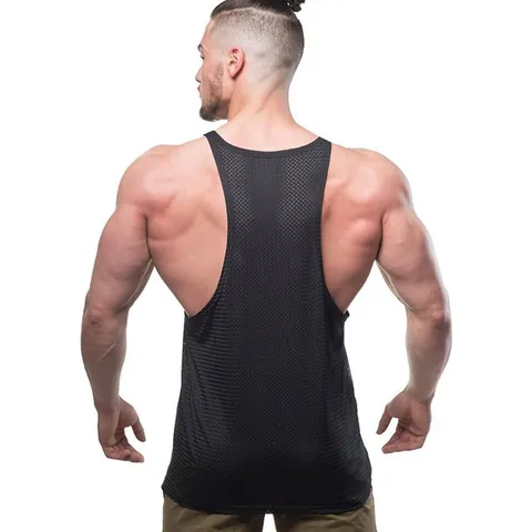 Men's Quick Dry Mesh Gym Tank Top Breathable Sleeveless Bodybuilding Stringer Racerback Workout Vest Muscle Fitness Top
