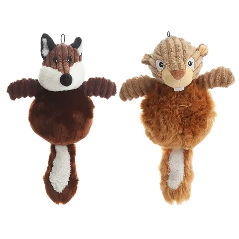 Dog Squeaky Toy Plush Animal Squirrel Fox Shaped Bite Resistant Interactive Chew Toy For Dogs Puppy Training Pet Supplies