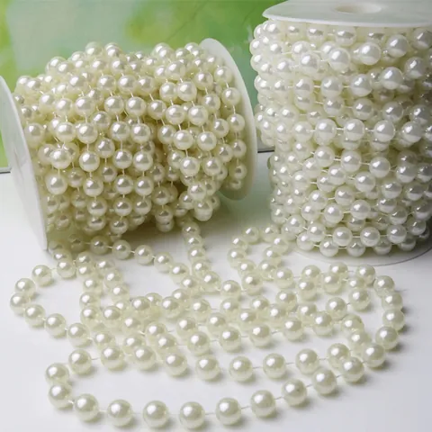 ABS Imitation Pearl Strung Beads Spool For Christmas Wedding Stage Decoration DIY Craft Supplies Clothing Accessories