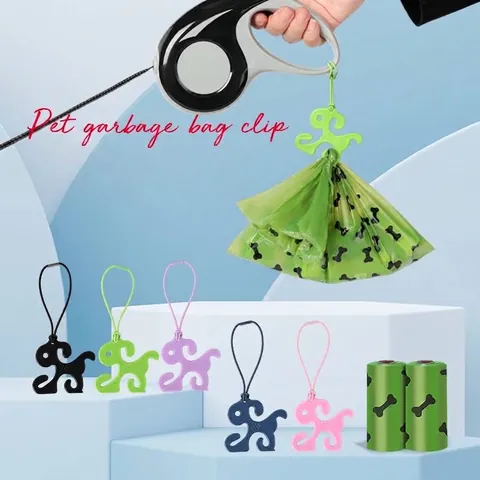 Portable Hands Free Dog Poop Bag Holder Clip For Leash Attachment Durable Plastic Waste Bag Carrier For Walking Dog Travel Pet Supplies