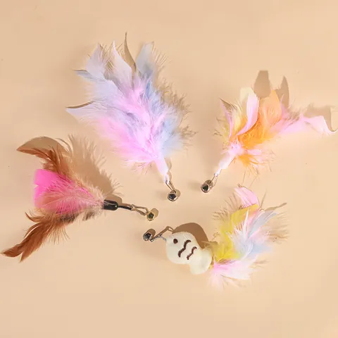 Cabezales de Repuesto para Varita de Gato Interactiva Pluma Natural Mariposa Pez Con Campanas Hierba Gatera Juguetes Gatito