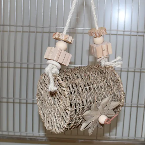 Natürliches Handgefertigtes Geflochtenes Vogelnest Papageien Spielzeug Hängendes Vogelhaus Käfig Zubehör Für Kleine Vögel