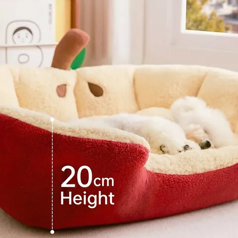 Creative Apple Shaped Pet Bed Soft Plush Warm Dog Sofa Washable Cat Nest Mat For Small Medium Dogs Puppy Sleeping Bed