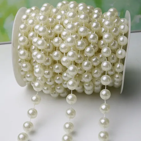ABS Imitation Pearl Strung Beads Spool For Christmas Wedding Stage Decoration DIY Craft Supplies Clothing Accessories