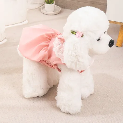 Lindo Vestido de Princesa de Verano para Mascotas Estilo Calabaza Encaje Lazo Decoración Amarillo Rosa Perro Gato Ropa