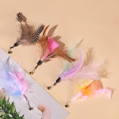 Cabezales de Repuesto para Varita de Gato Interactiva Pluma Natural Mariposa Pez Con Campanas Hierba Gatera Juguetes Gatito