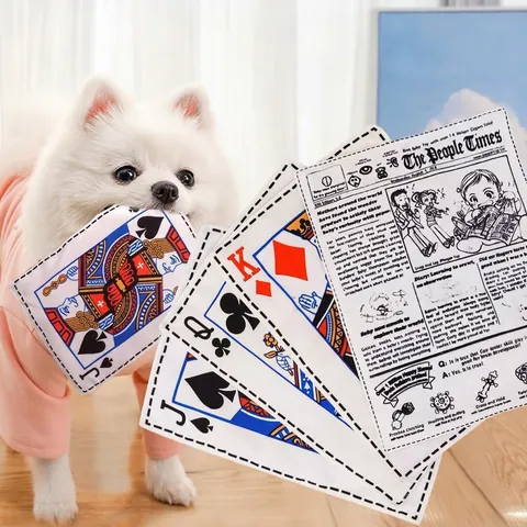 Simulation Journal Carte à Jouer Jouet pour Chien Papier Froissé Sifflant Jouet à Mâcher Résistant aux Morsures pour Chiot