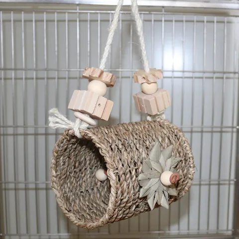 Natürliches Handgefertigtes Geflochtenes Vogelnest Papageien Spielzeug Hängendes Vogelhaus Käfig Zubehör Für Kleine Vögel