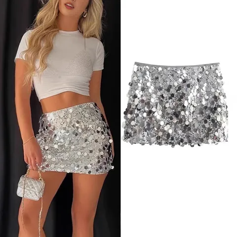 Elegant Women High Waist Sequin Mini Skirt Bodycon Embroidered Sparkly Party Night Out Bottom For Women Fashion Wear