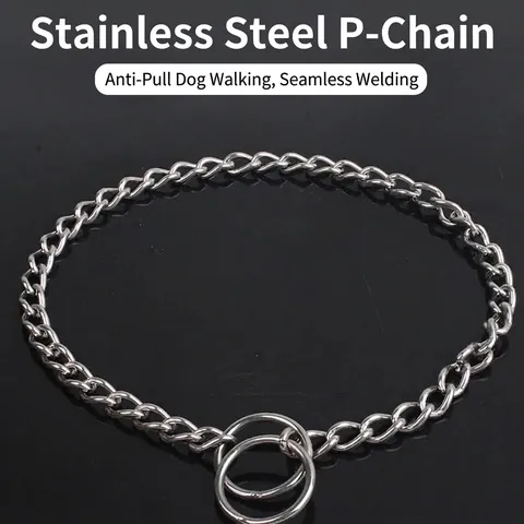 Stainless Steel Dog P Chain Collar Double Loop Choke Training Slip Collar For Large Dogs Professional Pet Supplies