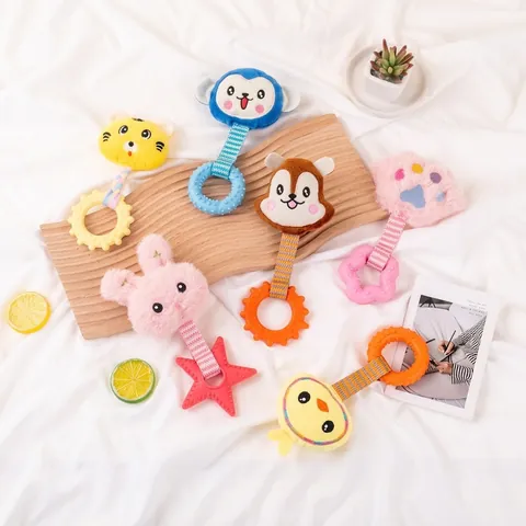 TPR Plush Squeaky Dog Toy Cartoon Animal Shape Teeth Cleaning Chew Toy For Small Dogs Boredom Relief Interactive Toy