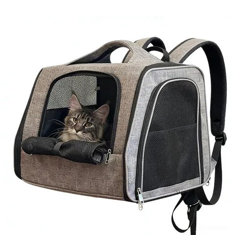 Large Capacity Foldable Pet Carrier Backpack Breathable Mesh Oxford Cloth Portable Travel Bag For Cats And Small Dogs Outdoor
