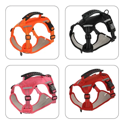 Reflective Breathable Oxford Dog Harness Adjustable No Pull Pet Vest With Handle For Large Medium Small Dogs Training Walking