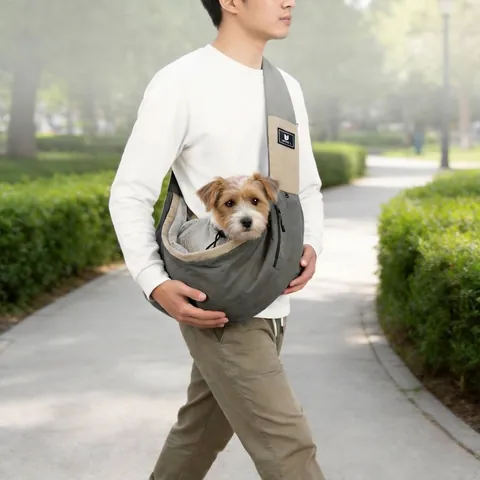 Bolsa De Transporte De Hombro Portátil Para Gatos Y Perros Pequeños De Nailon Impermeable Con Malla Transpirable Y Correa Ajustable Para Viajes Al Aire Libre
