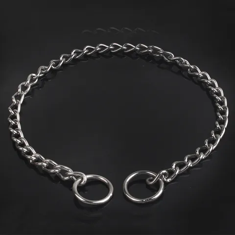 Stainless Steel Dog P Chain Collar Double Loop Choke Training Slip Collar For Large Dogs Professional Pet Supplies