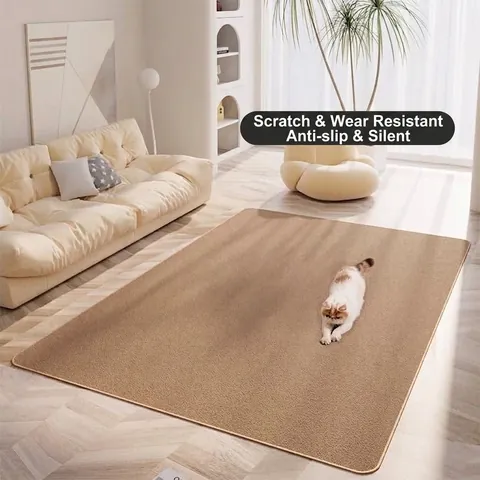 Durable Cat Scratching Mat Cotton Fabric Pet Rug Non Slip Sisal Look Grinding Claws Furniture Protector Indoor Cat Scratcher Mat