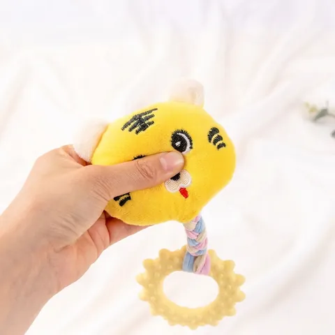 TPR Plush Squeaky Dog Toy Cartoon Animal Shape Teeth Cleaning Chew Toy For Small Dogs Boredom Relief Interactive Toy
