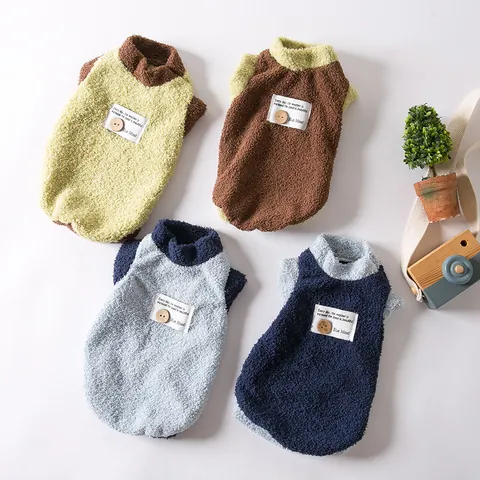 Winter Warm Pet Clothes Dog Vest Cat Sherpa Fleece Jacket Sleeveless Puppy Outfit Color Block Pet Apparel For Small Dogs Cats