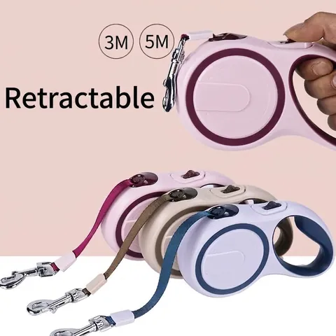 Automatic Retractable Dog Leash Two Tone Polyester Pet Walking Rope One Key Locking For Small Medium Dogs Pets Accessory
