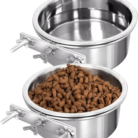Hanging Pet Bowl Stainless Steel Cage Feeder For Dogs Cats Birds Water Food Dish Polished Pet Feeding Utensil For Home Cage Use