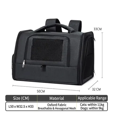Large Capacity Foldable Pet Carrier Backpack Breathable Mesh Oxford Cloth Portable Travel Bag For Cats And Small Dogs Outdoor