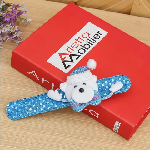 Glowing Christmas Slap Bracelets For Kids LED Sequin Santa Snowman Reindeer Bear Snap Hand Wrist Bands Party Favors Gift
