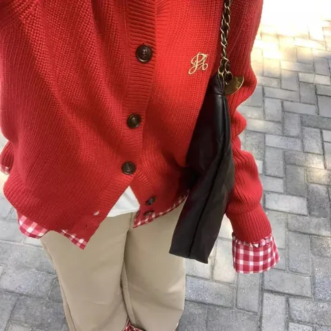 Cárdigan de Punto Estilo Preppy para Mujer Falsa Dos Piezas Patchwork Cuadros Mezcla de Lana de Oveja Manga Larga Suéter