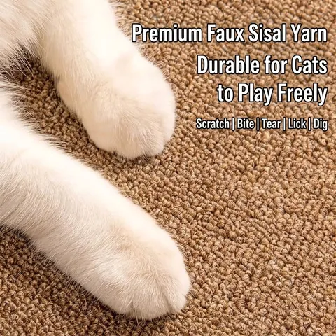 Durable Cat Scratching Mat Cotton Fabric Pet Rug Non Slip Sisal Look Grinding Claws Furniture Protector Indoor Cat Scratcher Mat