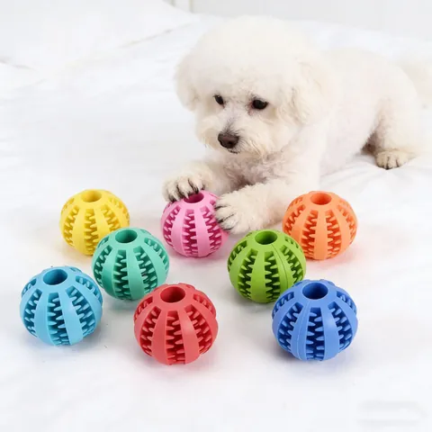 Durable TPR Dog Toy Ball Watermelon Pattern Teeth Cleaning Molar Food Leaking Interactive Pet Toy Ball For Medium Small Dogs