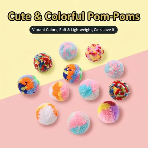 Colorful Plush Ball Cat Toy Interactive Soft Yarn Ball For Boredom Relief Teeth Cleaning Durable Pet Toy For Indoor Cats