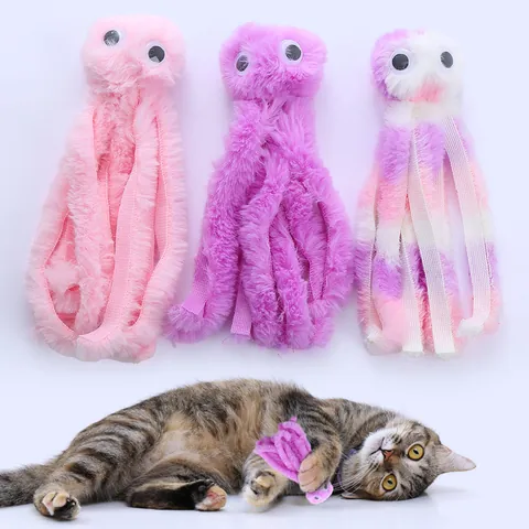 Octopus Plush Cat Toy With Catnip Soft Long Plush Interactive Teasing Toy For Indoor Cats Kitten Self-Play Teething Toy
