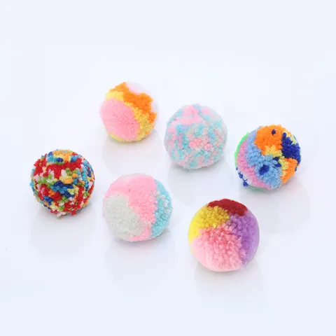 Colorful Plush Ball Cat Toy Interactive Soft Yarn Ball For Boredom Relief Teeth Cleaning Durable Pet Toy For Indoor Cats