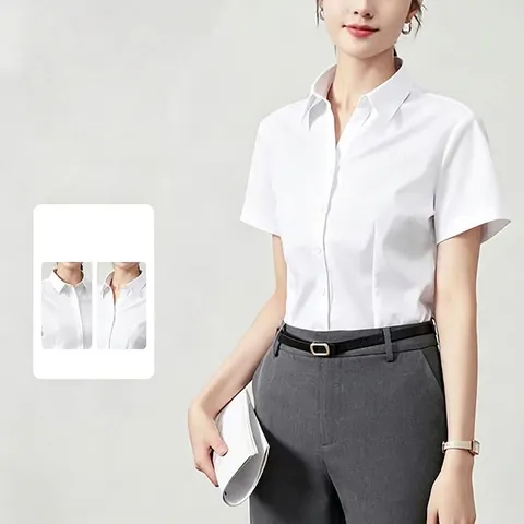 Women Slim Fit Blouse Square Neck V-Neck Short Long Sleeve Cotton Polyester Solid Color Office Casual Professional Top