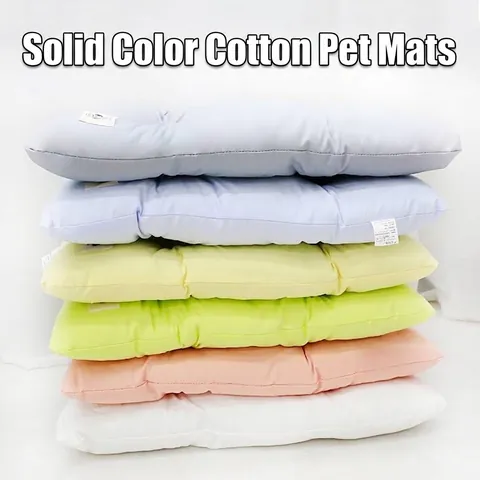 Handmade Pure Cotton Pet Bed Mat Soft Quilted Macaron Style Padding For Cats And Dogs All Season Washable Cushion For Crate Cage
