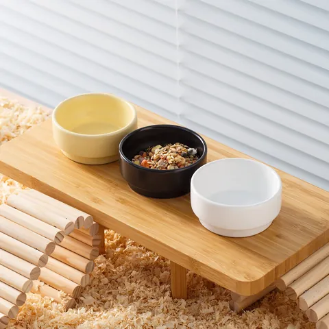 Ceramic Hamster Bowl Small Pet Feeding Bowl Anti-Tip Water Dish For Guinea Pigs Parrots Sugar Gliders Solid Color Stable Food Bowl